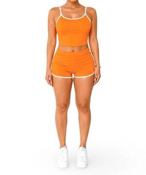 NEW JNK wanted matching dolphin trim short set in orange